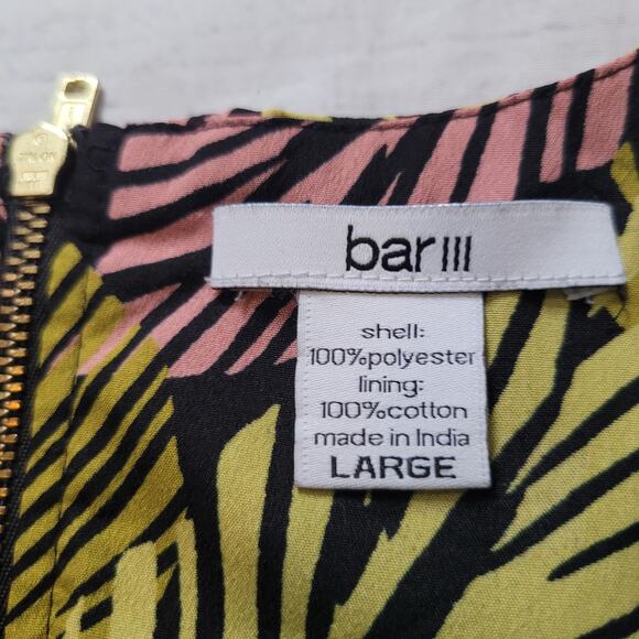 Bar III Size L Sleeveless Tropical Palm Leaf Print Fit & Flare Dress Tropical - Picture 7 of 8